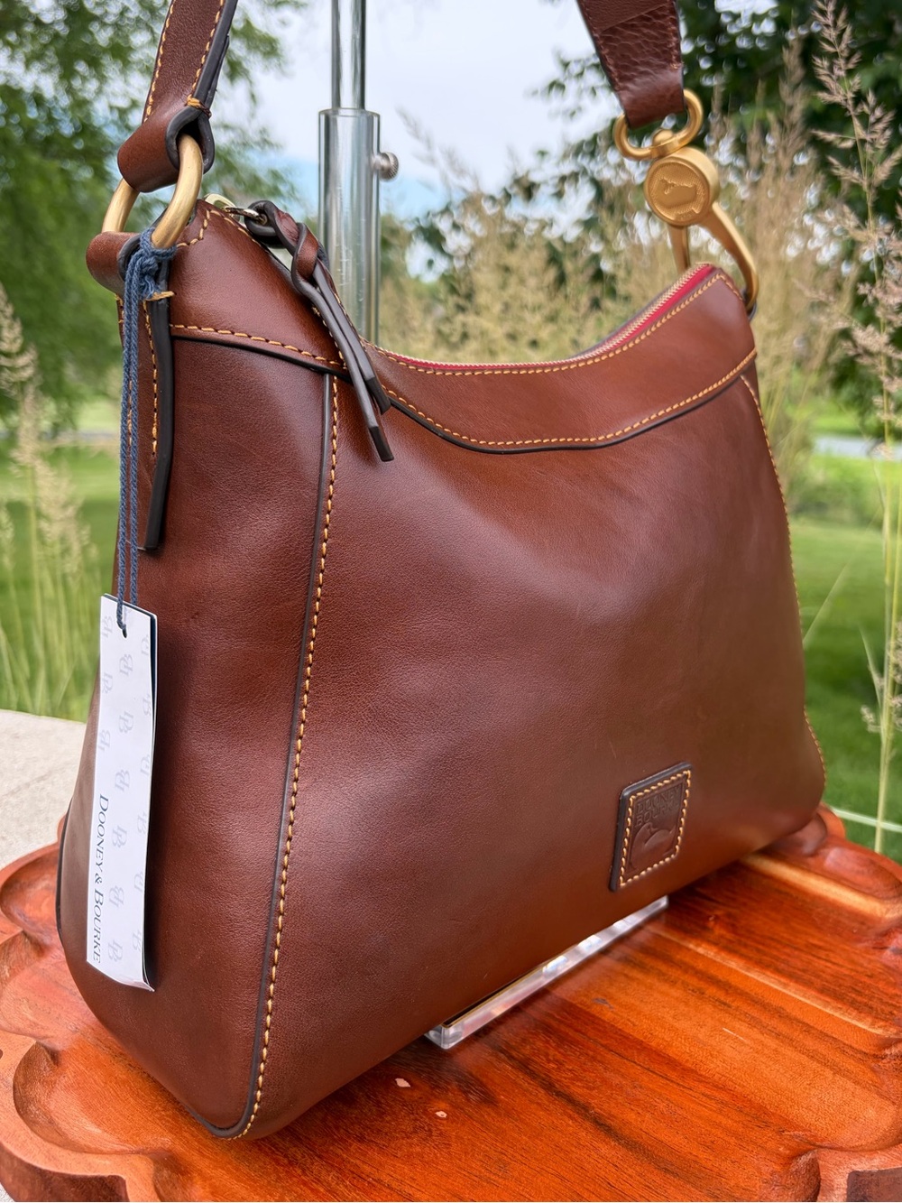 Dooney & Bourke Cassidy Hobo Large Chestnut Brown Florentine Leather NWT - Picture 3 of 17
